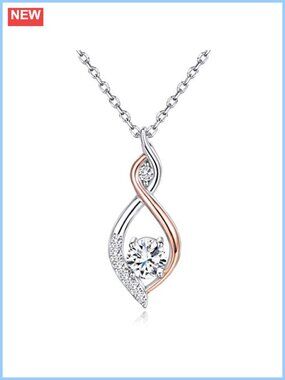 925 Sterling Silver Infinity Love Pendant Necklace Cubic Zirconia